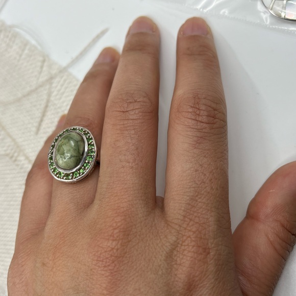 Vintage Sterling Silver Ring with Serpentine Gemstone – Size 6.5 - Picture 7 of 15